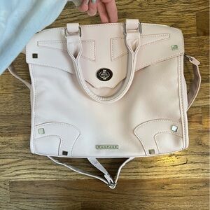 Elegant Blush Satchel by Rampage Lock Hand Bag Shoulder Bag